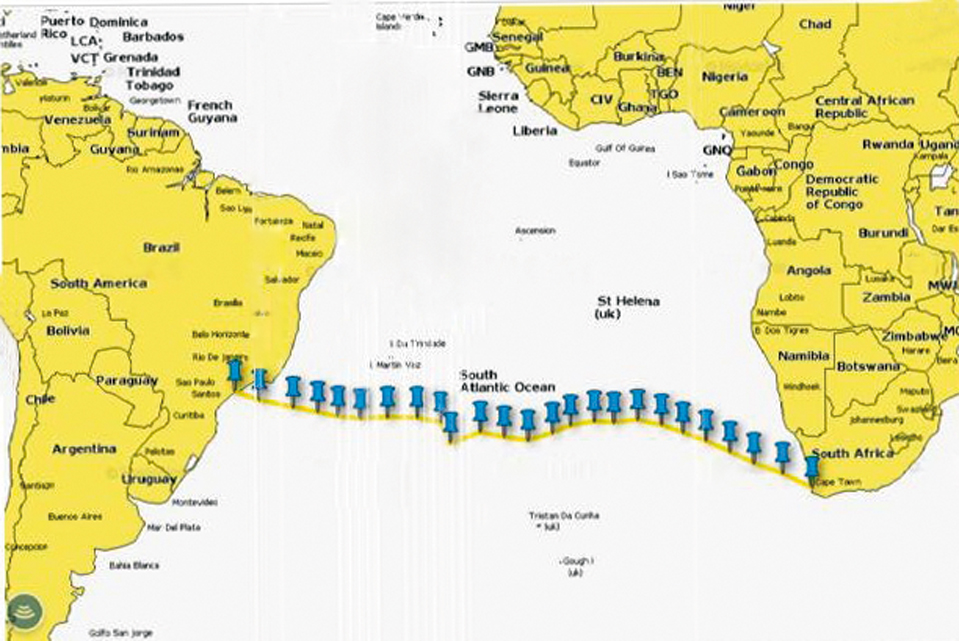 The transatlantic between Africa and Brazil