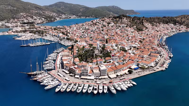 The typical Greek port of Poros hosted 64 multihulls including 36 Lagoons!
