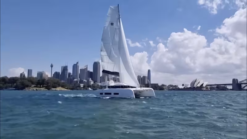 DUFOUR 48 Catamaran - Boat Review for Multihulls World in Sydney Harbor