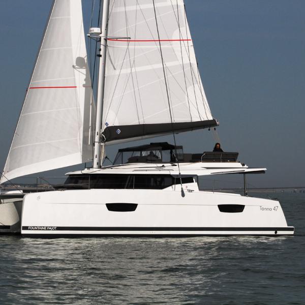 The Tanna 47 is perfectly capable of getting going in light airs but will really reveal the qualities of her hulls in a good breeze and moderate sea.