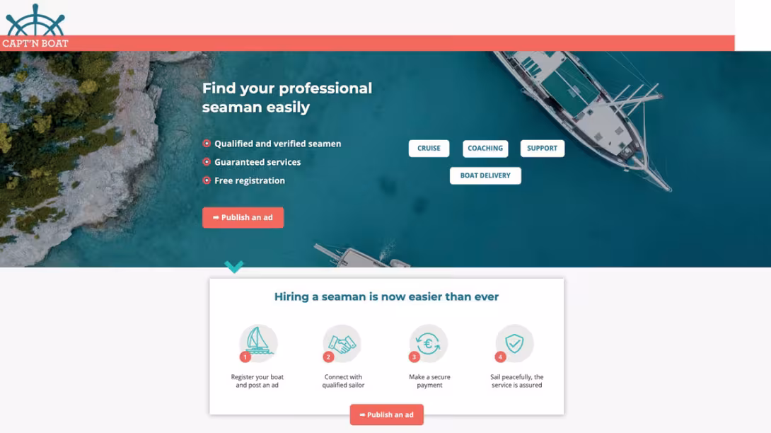 The platform puts boat owners or companies in touch with the right sailor for the job.