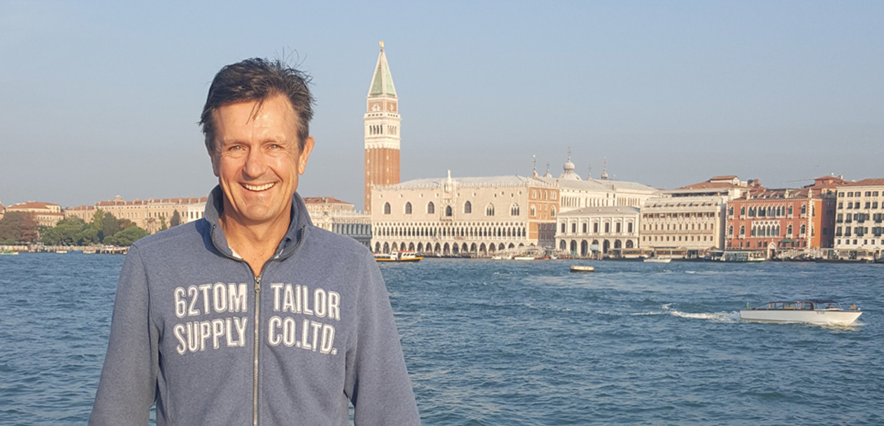 Nic’s smile speaks volumes about the fun Lady Roslyn’s crew had discovering Venice’s lagoon…