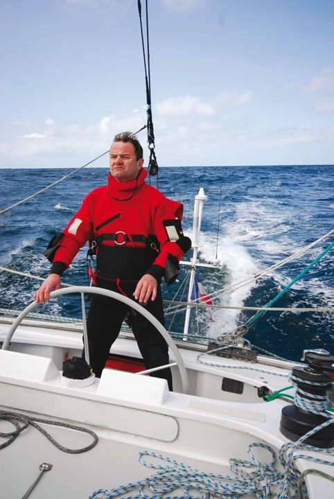 catamaran sailing in bad weather