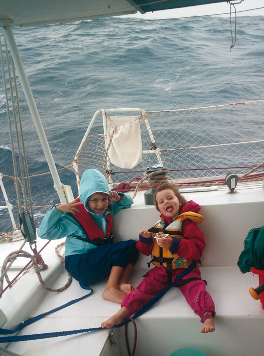 catamaran sailing in bad weather