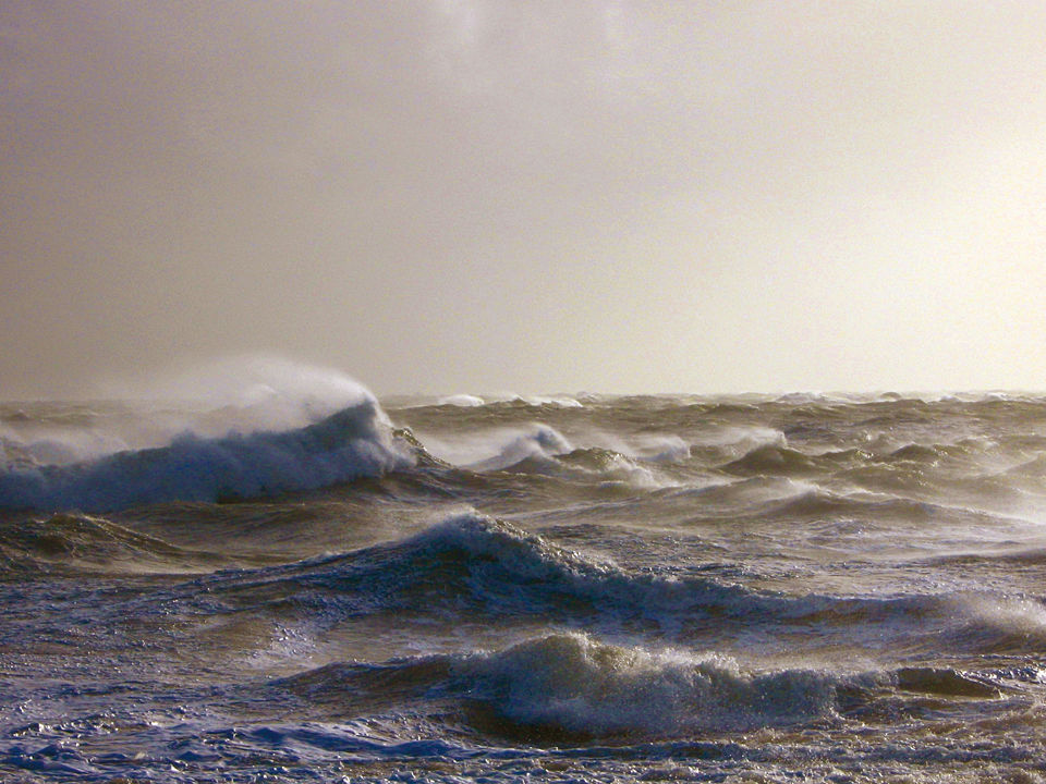 catamaran sailing in bad weather