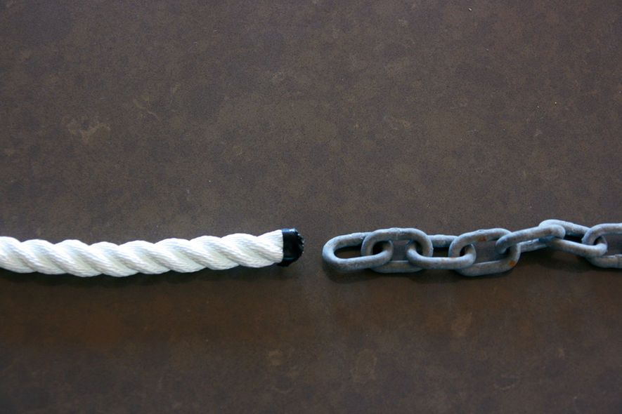 Chain/rope splice for the anchor rode step 1