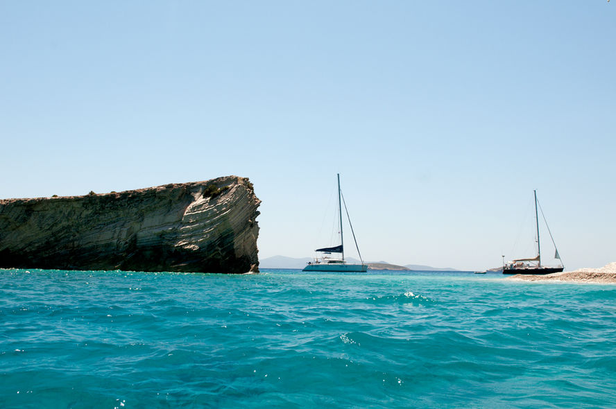 idyllic anchorage in catamaran