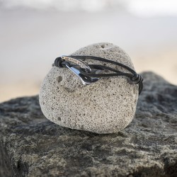 Men's Anchor Bracelet Spade Desing - Leather - Silver