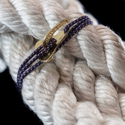 Men's Anchor Bracelet Spade Desing - Elastic Blue / Red - Gold