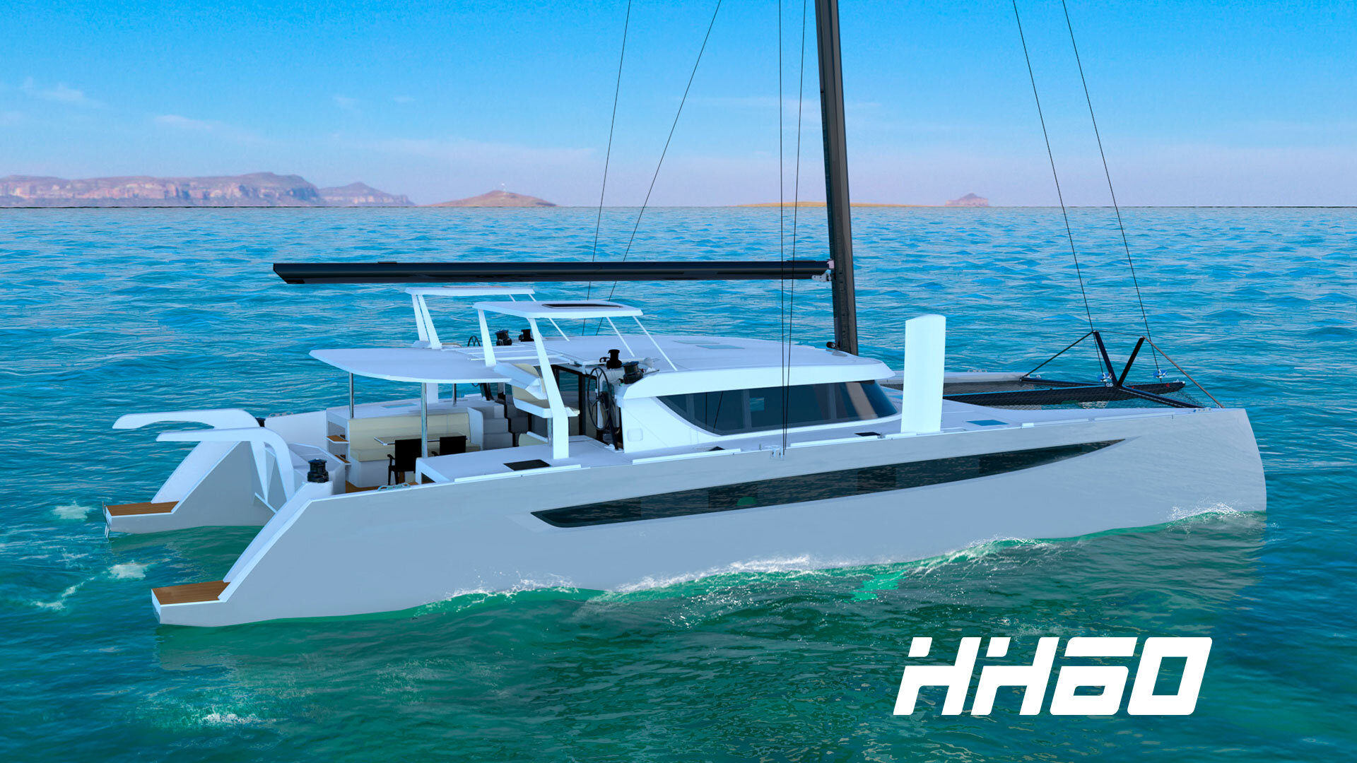 HH60 A highperformance catamaran with deep daggerboards and an extra