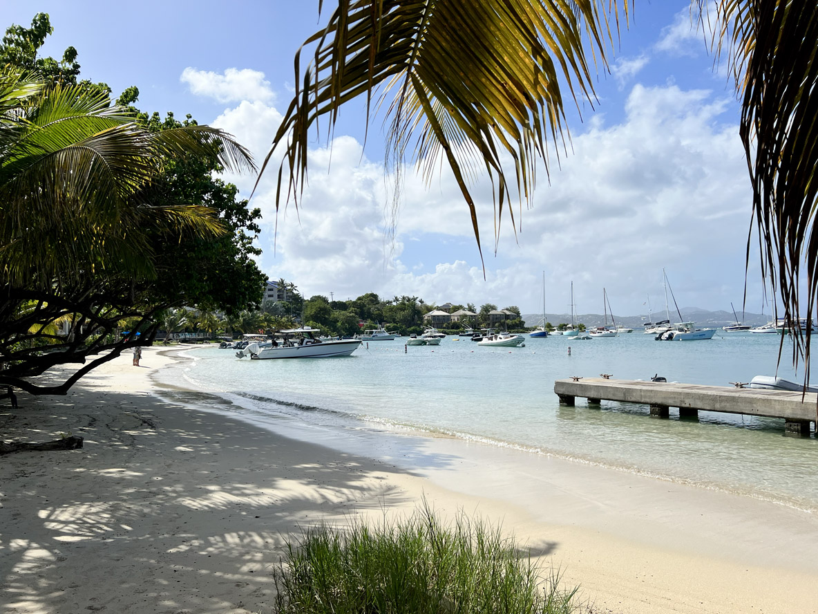 The cove of Cruz Bay, St John’s main town, offers a heavenly backdrop and allows you to reach the beach with a dinghy.