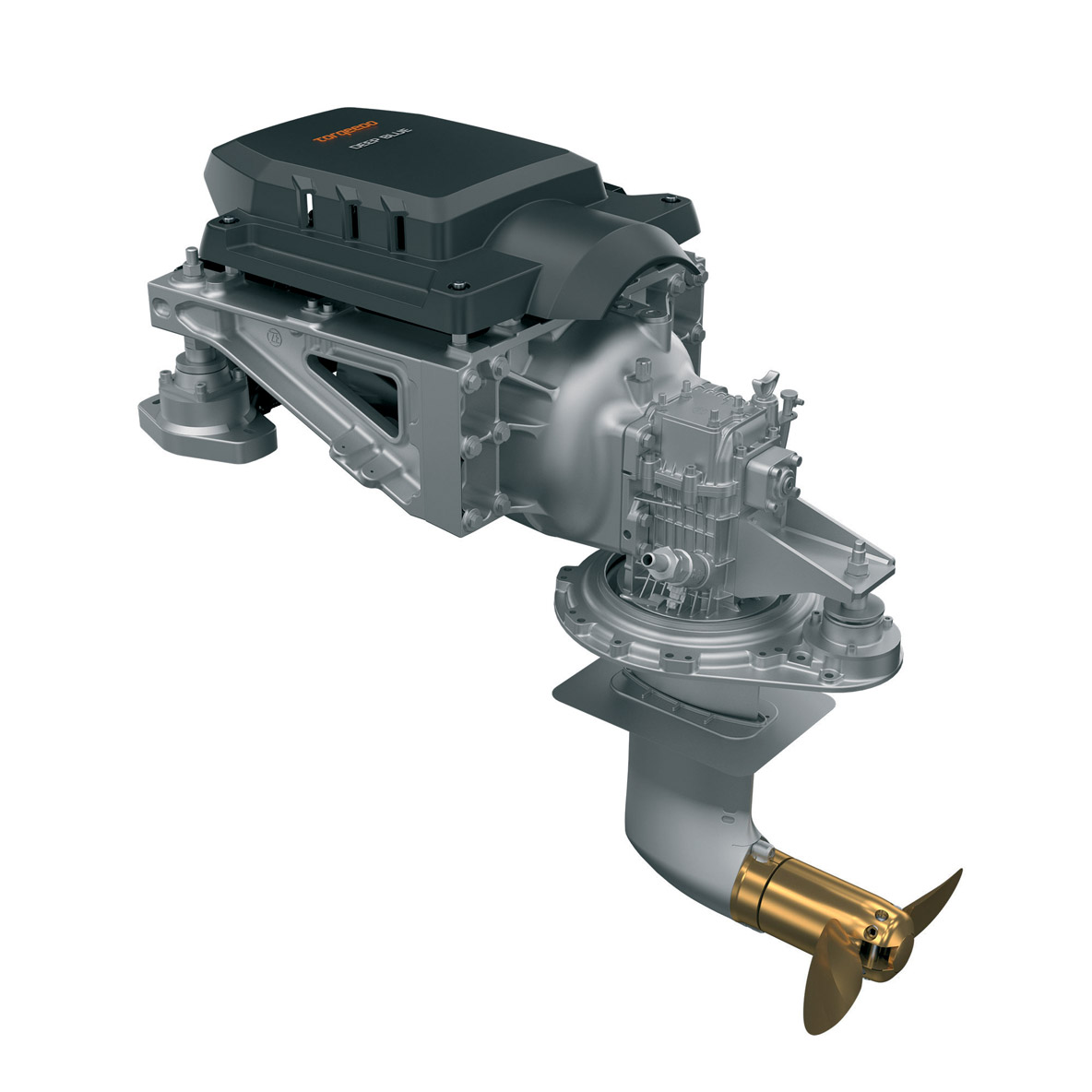 A saildrive transmission can also be coupled to an electric motor, as in the Torqeedo system.