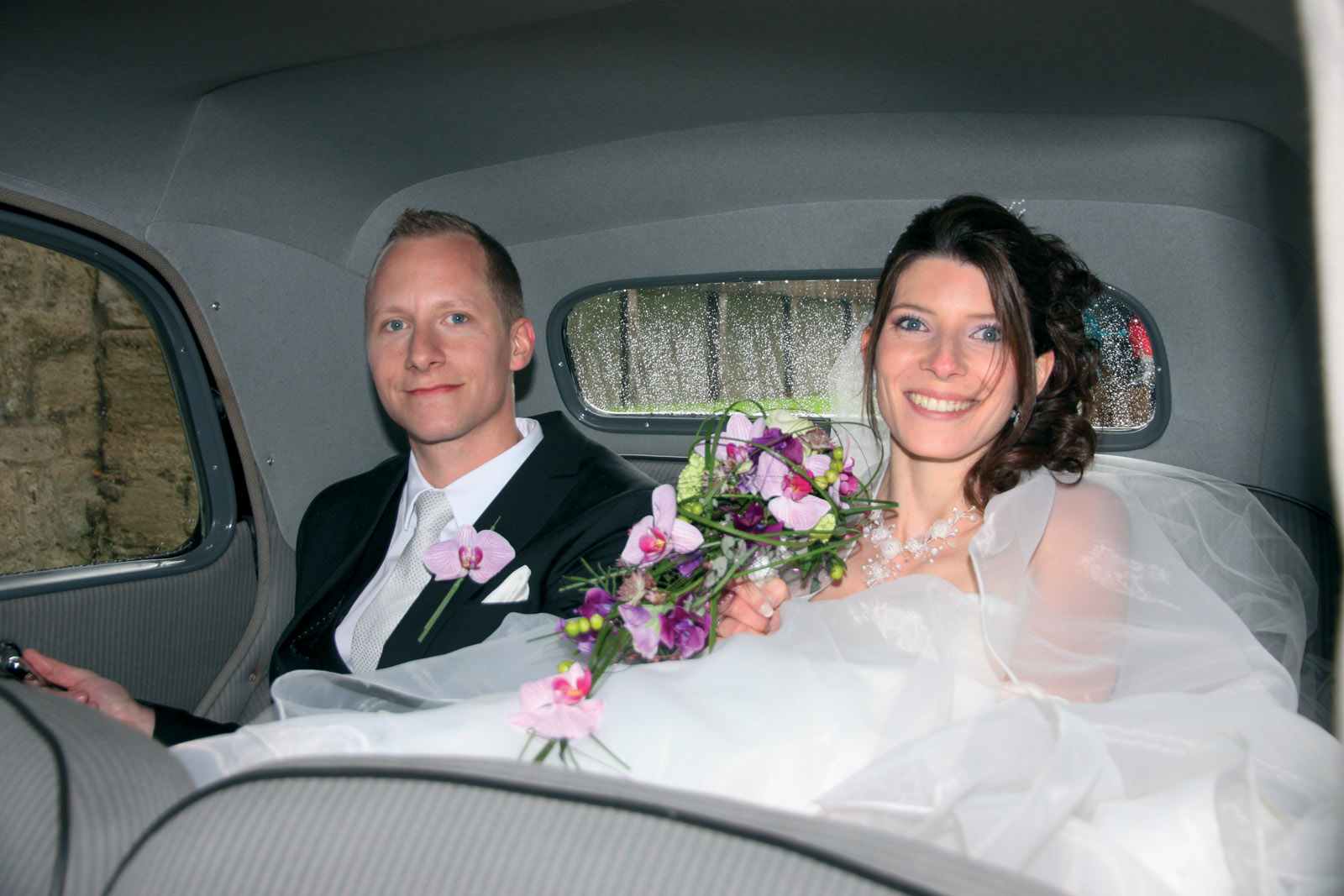 April 2012: Aurélia and Jonathan’s wedding. The young couple travelled in an old Citroën Traction - the multihull was still a long way off…  