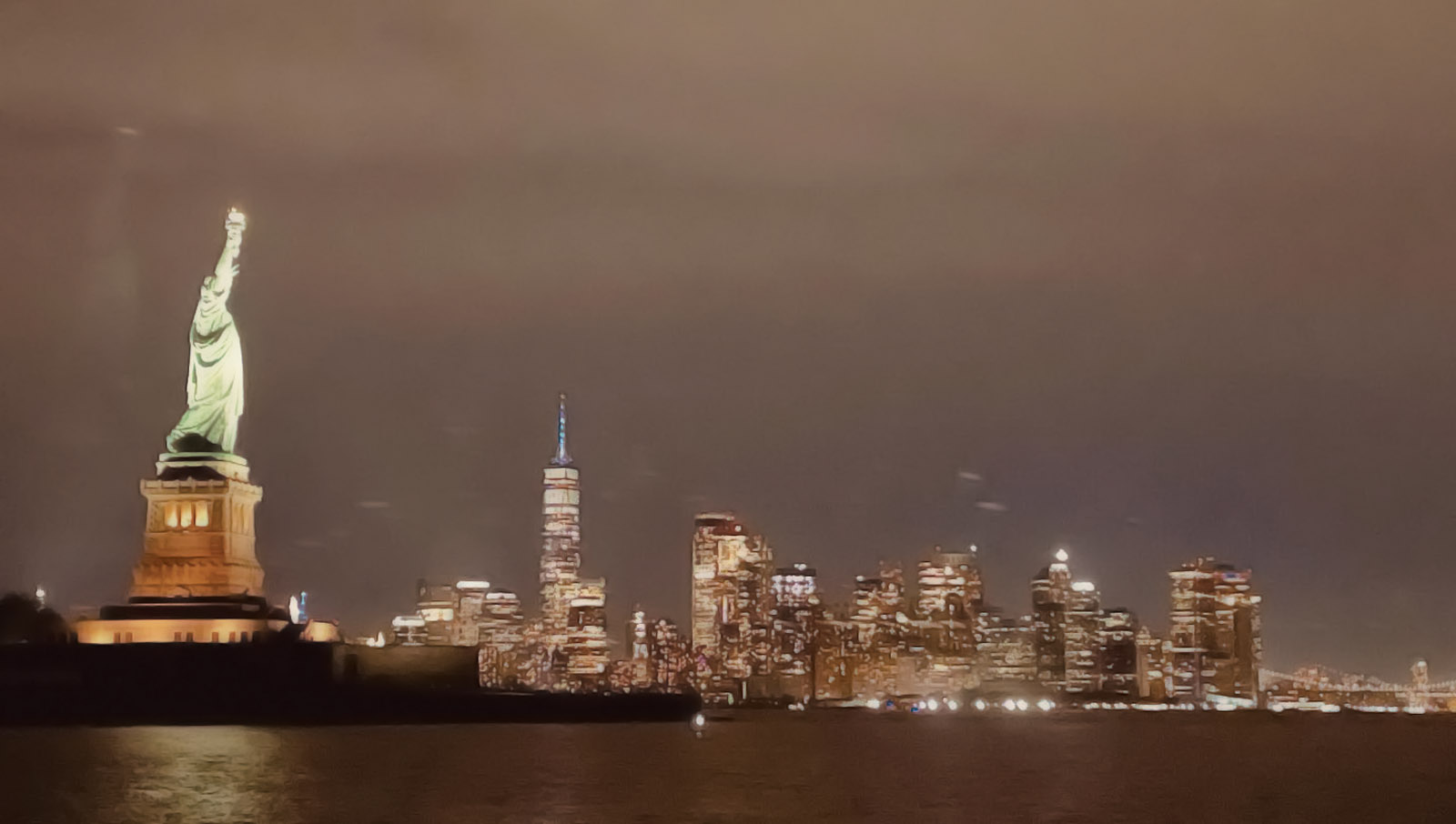 The anchorage - so symbolic - at the foot of the Statue of Liberty is surprisingly uncrowded and even remarkably calm at night.